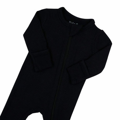 Ribbed Zipper Footie in Midnight | Kyte Baby