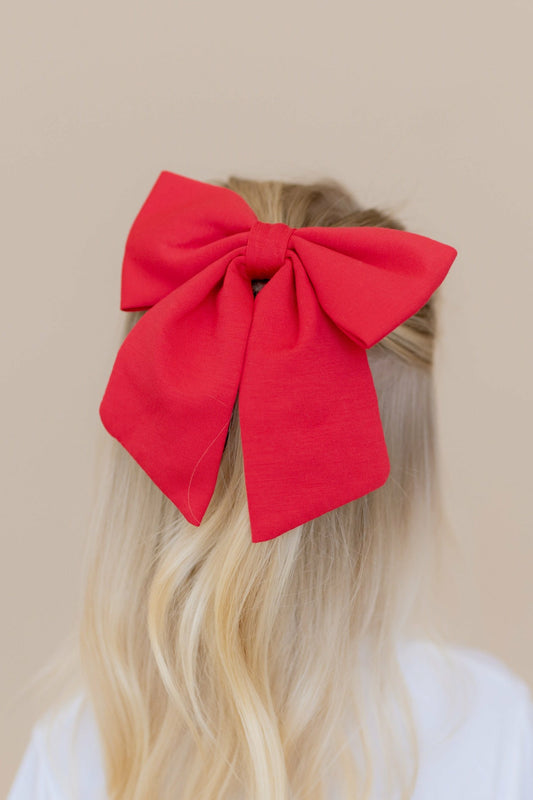 Large Alligator Clip Bow in Cardinal | Kyte Baby