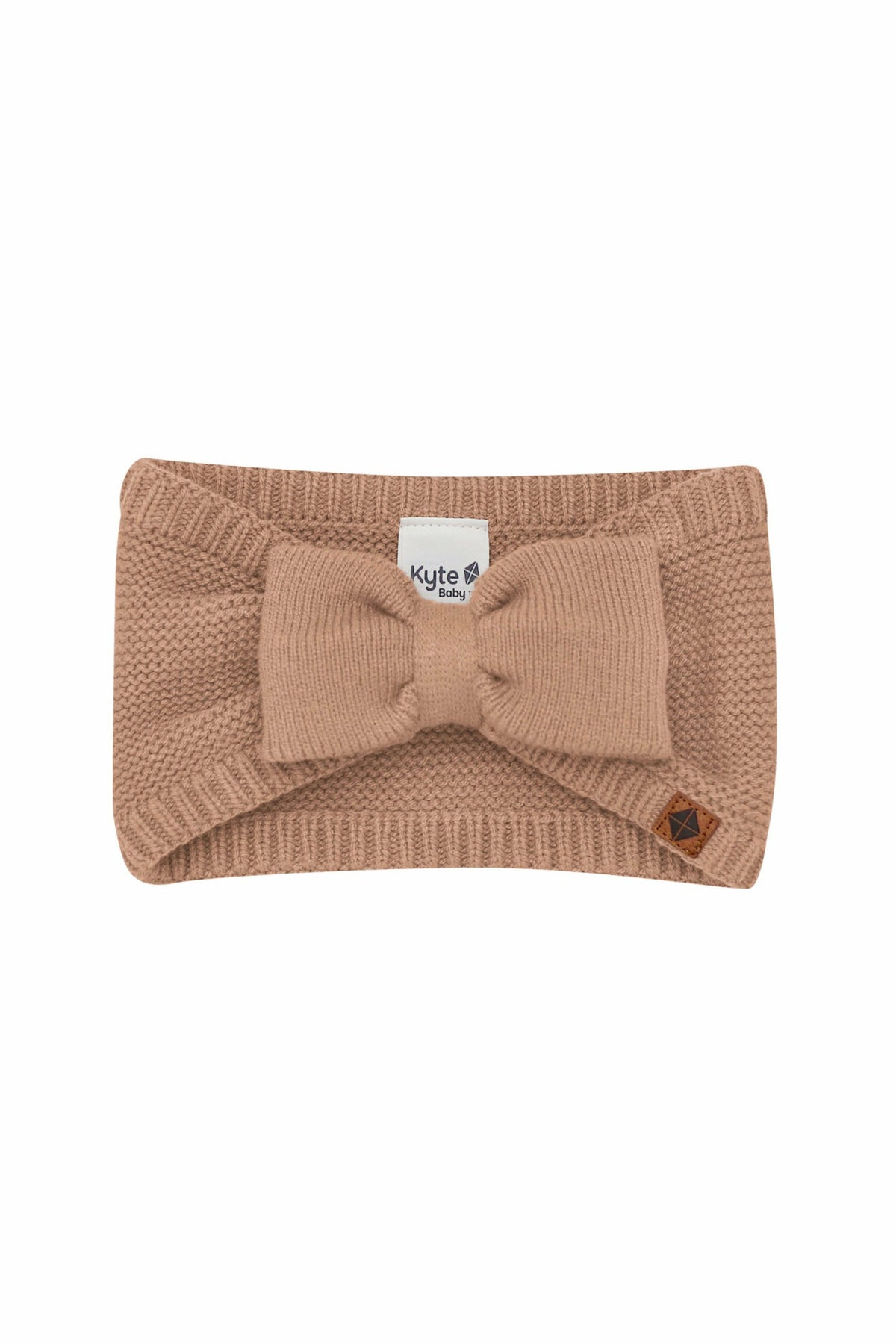 Chunky Knit Bow Headband in Latte | Kyte Baby