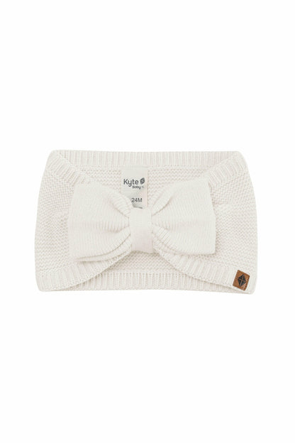 Chunky Knit Bow Headband in Oat | Kyte Baby
