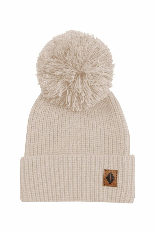 Chunky Knit Pom Beanie in Almond | Kyte Baby