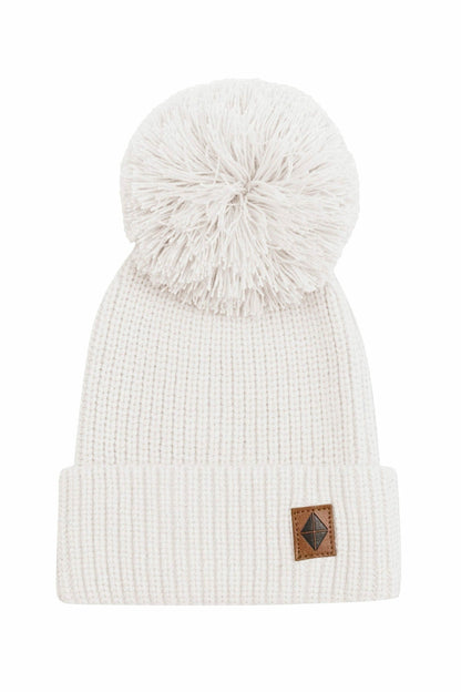 Chunky Knit Pom Beanie in Oat | Kyte Baby