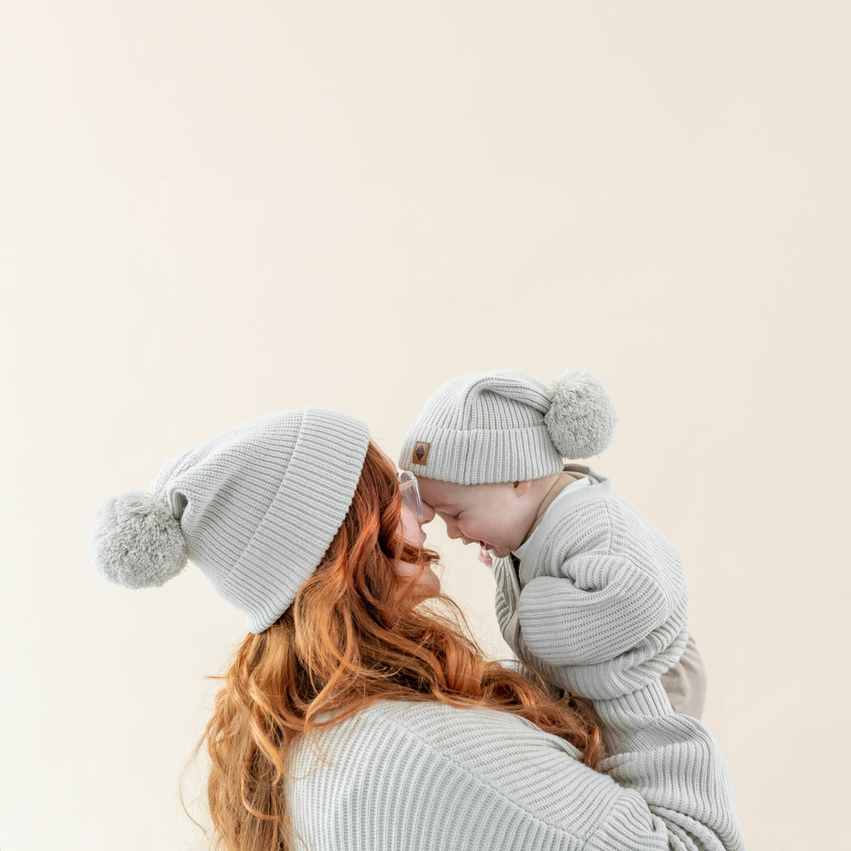 Chunky Knit Pom Beanie in Oat | Kyte Baby