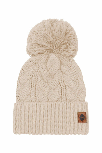 Chunky Cable Knit Beanie in Almond | Kyte Baby