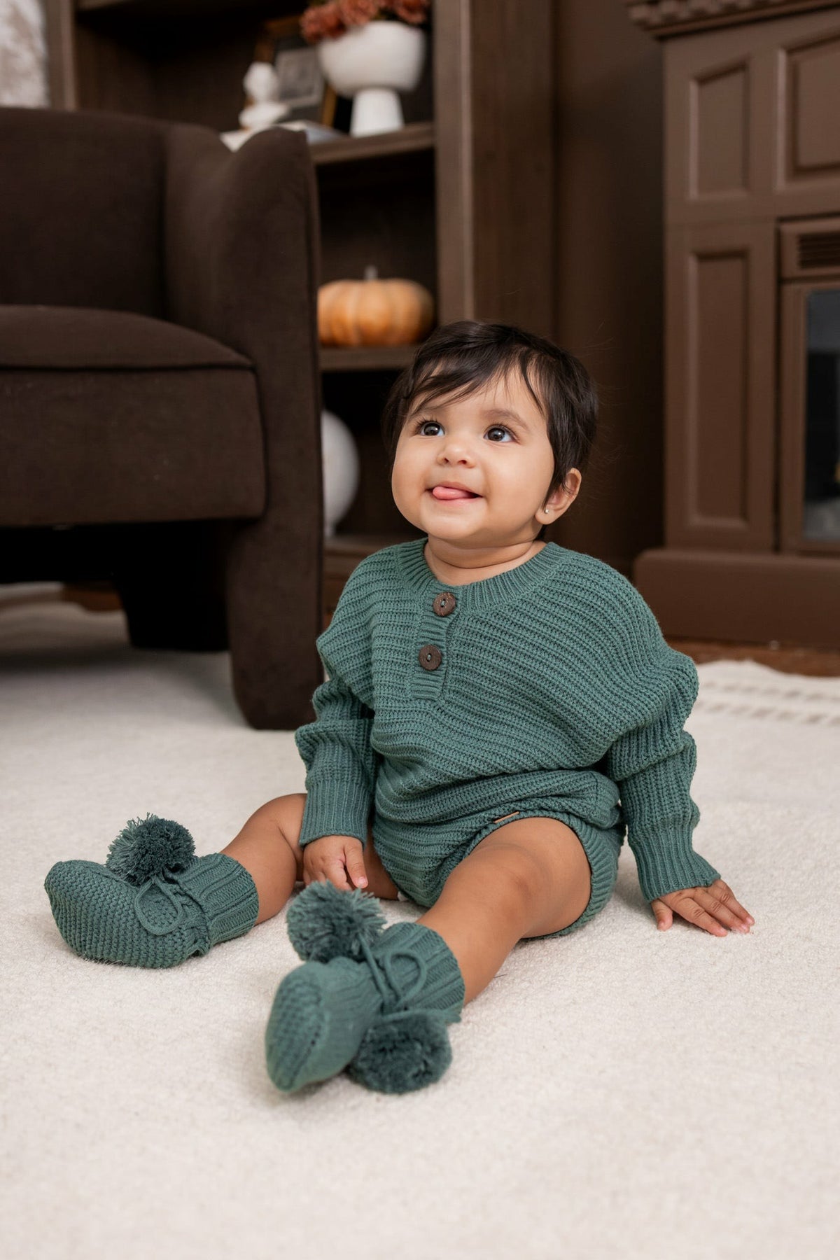 Knit Booties in Pine | Kyte Baby