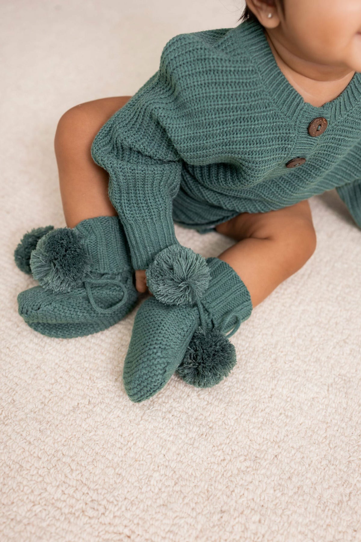 Knit Booties in Pine | Kyte Baby