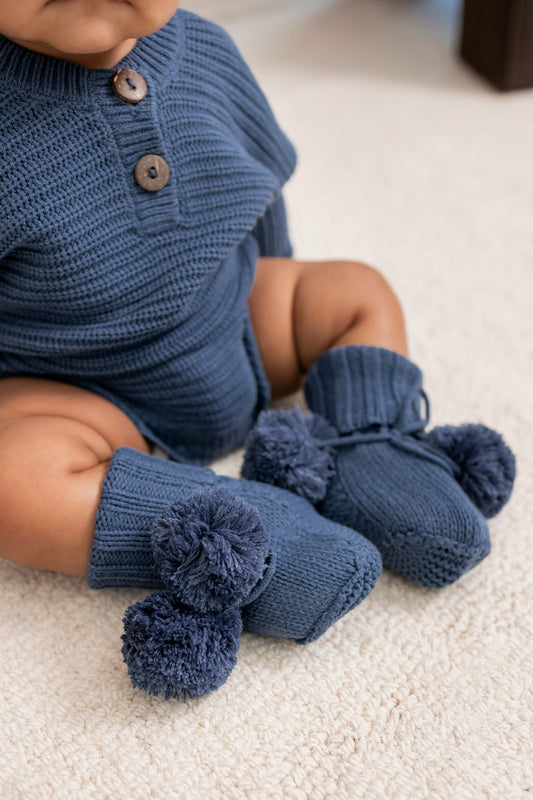 Knit Booties in Oxford | Kyte Baby