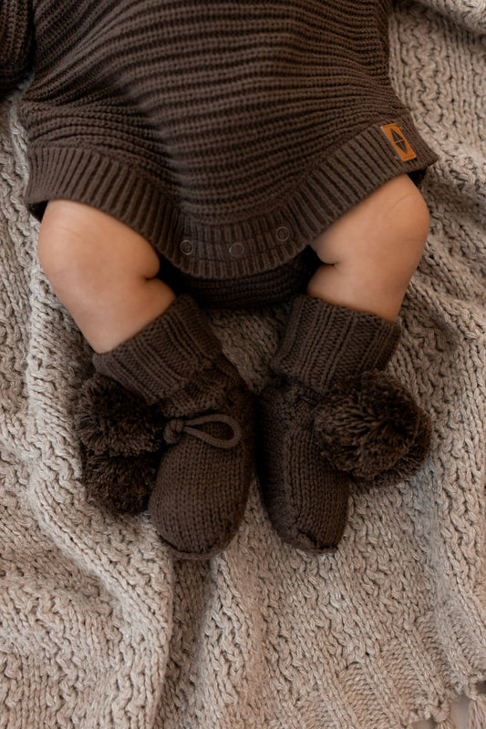 Knit Booties in Espresso | Kyte Baby