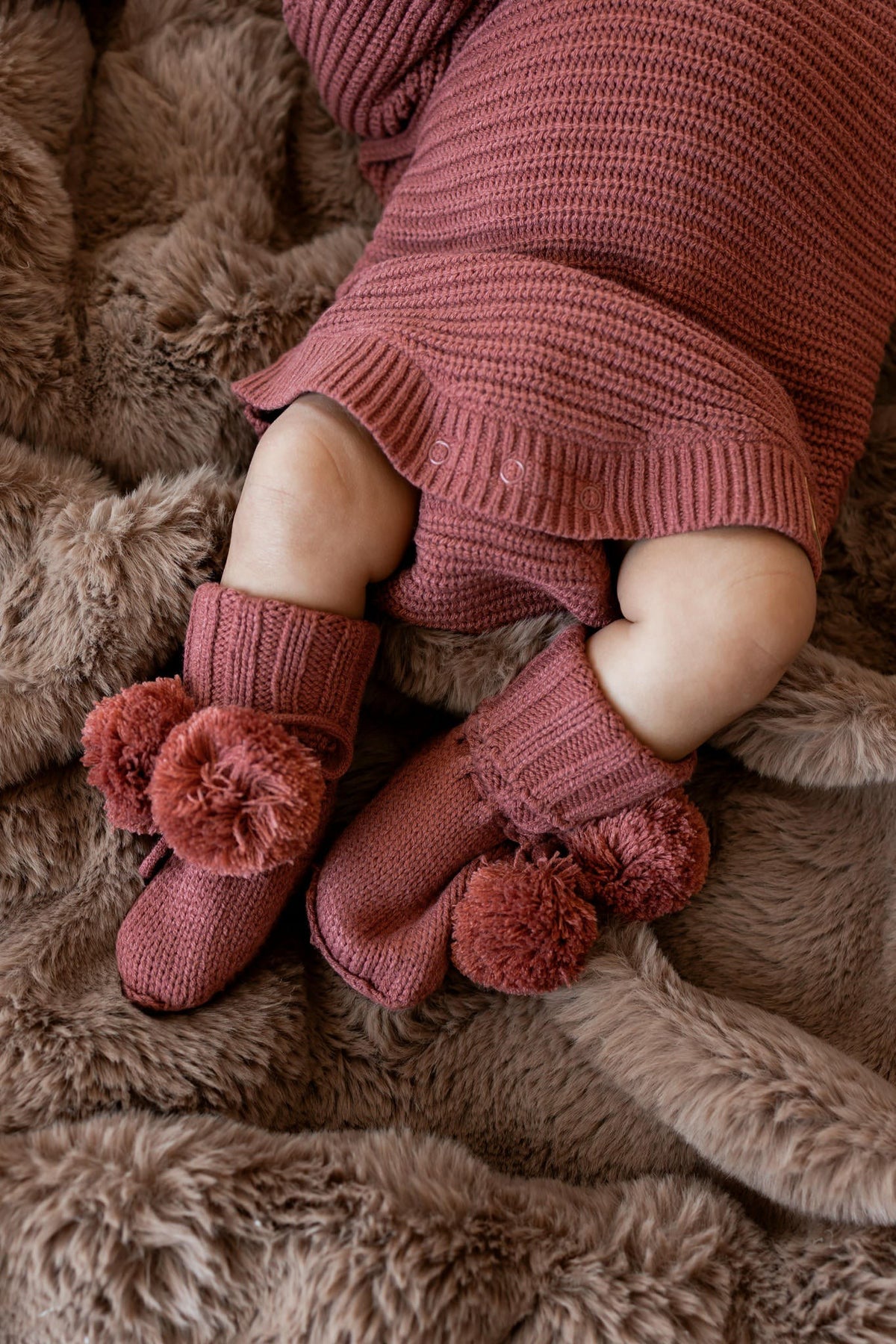 Knit Booties in Ember | Kyte Baby