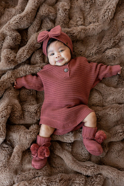 Knit Booties in Ember | Kyte Baby