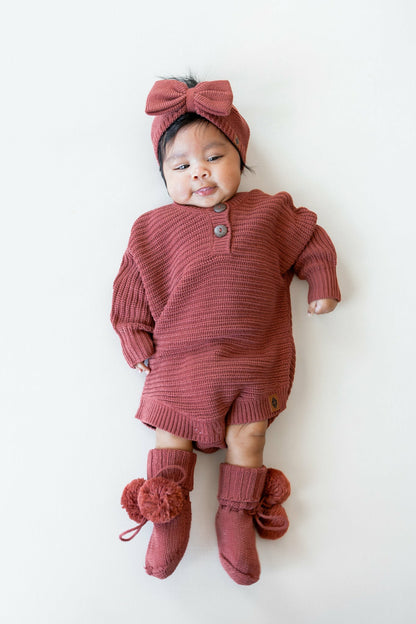 Knit Booties in Ember | Kyte Baby
