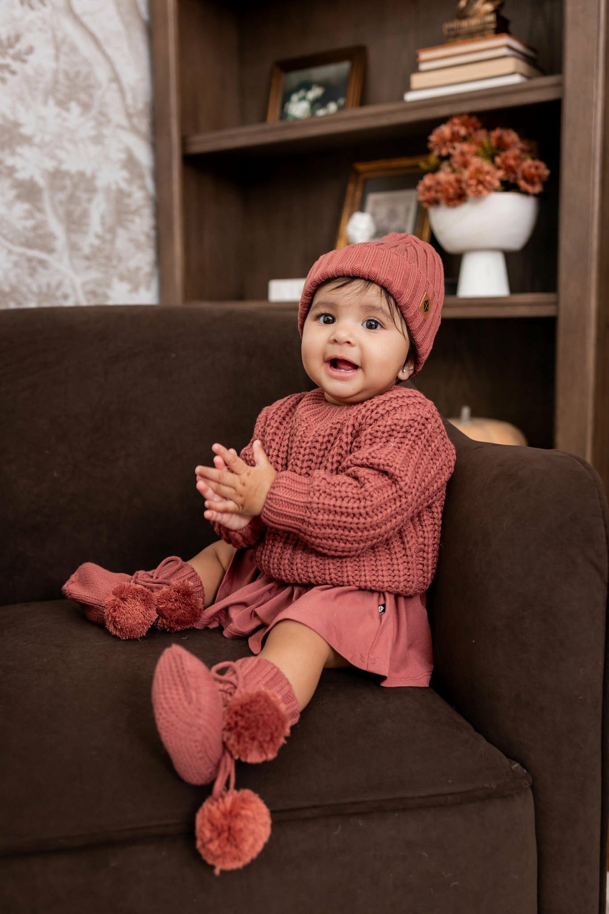 Knit Booties in Ember | Kyte Baby