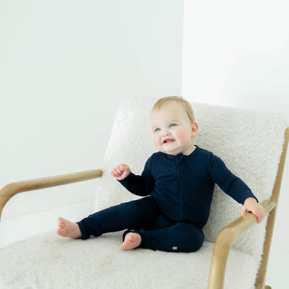 Zippered Romper in Navy | Kyte Baby