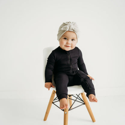 Ribbed Zipper Romper in Midnight | Kyte Baby