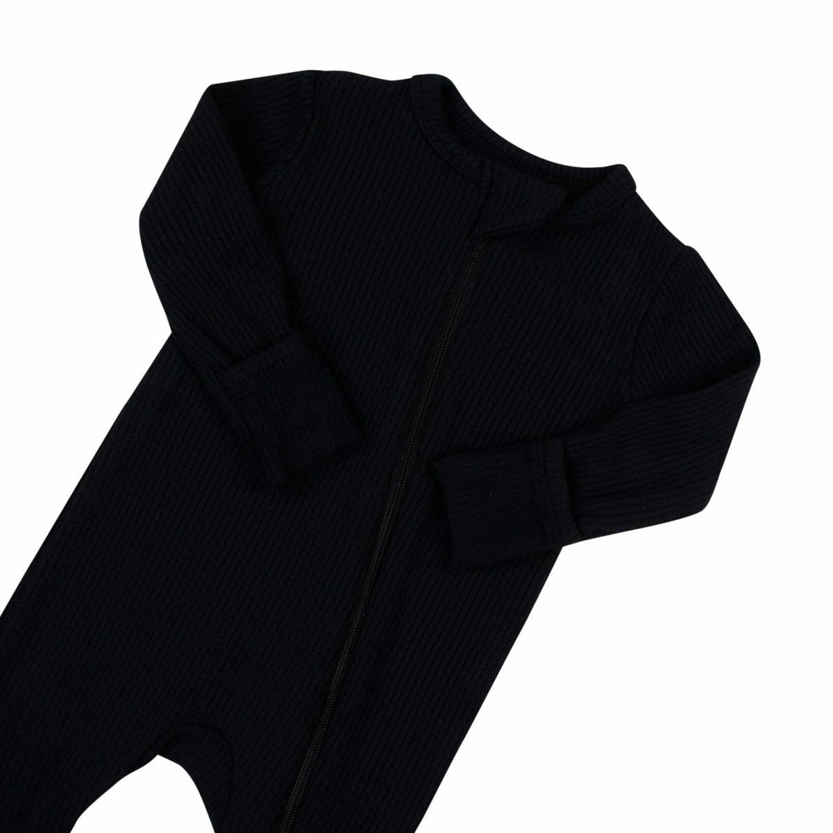Ribbed Zipper Romper in Midnight | Kyte Baby