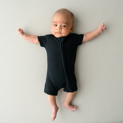 Zippered Shortall Romper in Midnight | Kyte Baby