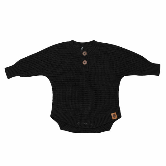 Chunky Knit Romper in Midnight | Kyte Baby