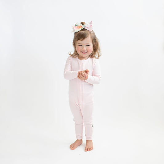 Ribbed Zipper Romper in Sakura | Kyte Baby