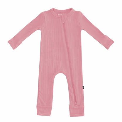 Ribbed Zipper Romper in Apple Blossom | Kyte Baby