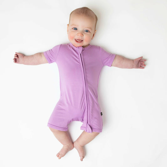 Zippered Shortall Romper in Poi | Kyte Baby