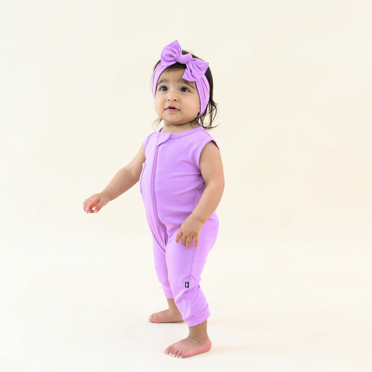 Zippered Sleeveless Romper in Poi | Kyte Baby