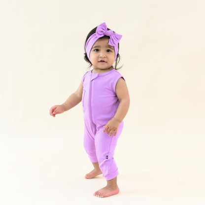 Zippered Sleeveless Romper in Poi | Kyte Baby