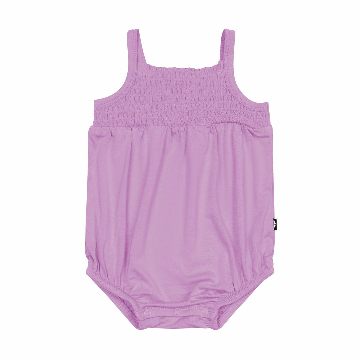 Smocked Bubble Romper in Poi | Kyte Baby