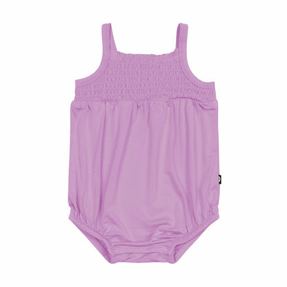 Smocked Bubble Romper in Poi | Kyte Baby
