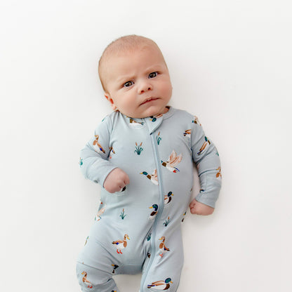 Zippered Romper in Mallard Duck | Kyte Baby