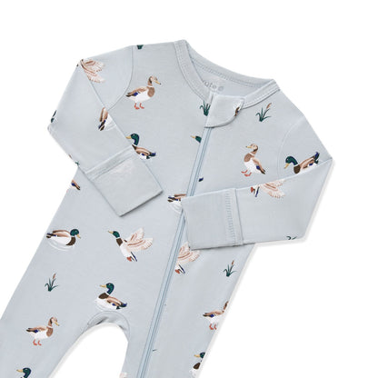 Zippered Romper in Mallard Duck | Kyte Baby
