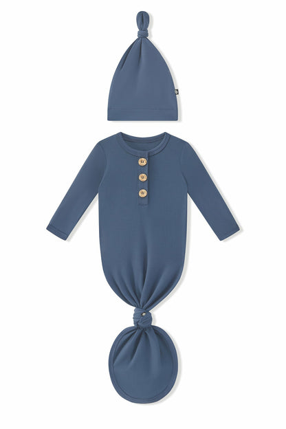 Knotted Day Gown with Hat Set in Oxford | Kyte Baby