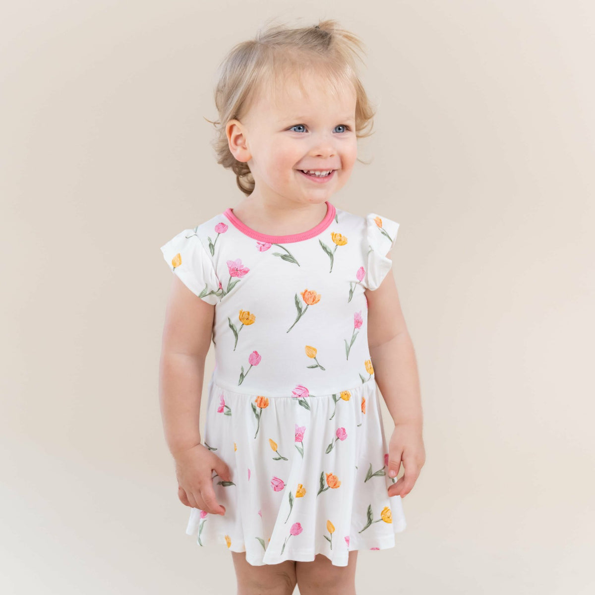 Twirl Bodysuit Dress in Tulip | Kyte Baby