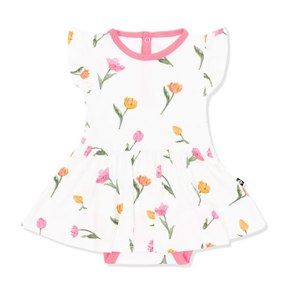 Twirl Bodysuit Dress in Tulip | Kyte Baby