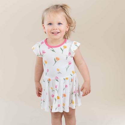 Twirl Bodysuit Dress in Tulip | Kyte Baby