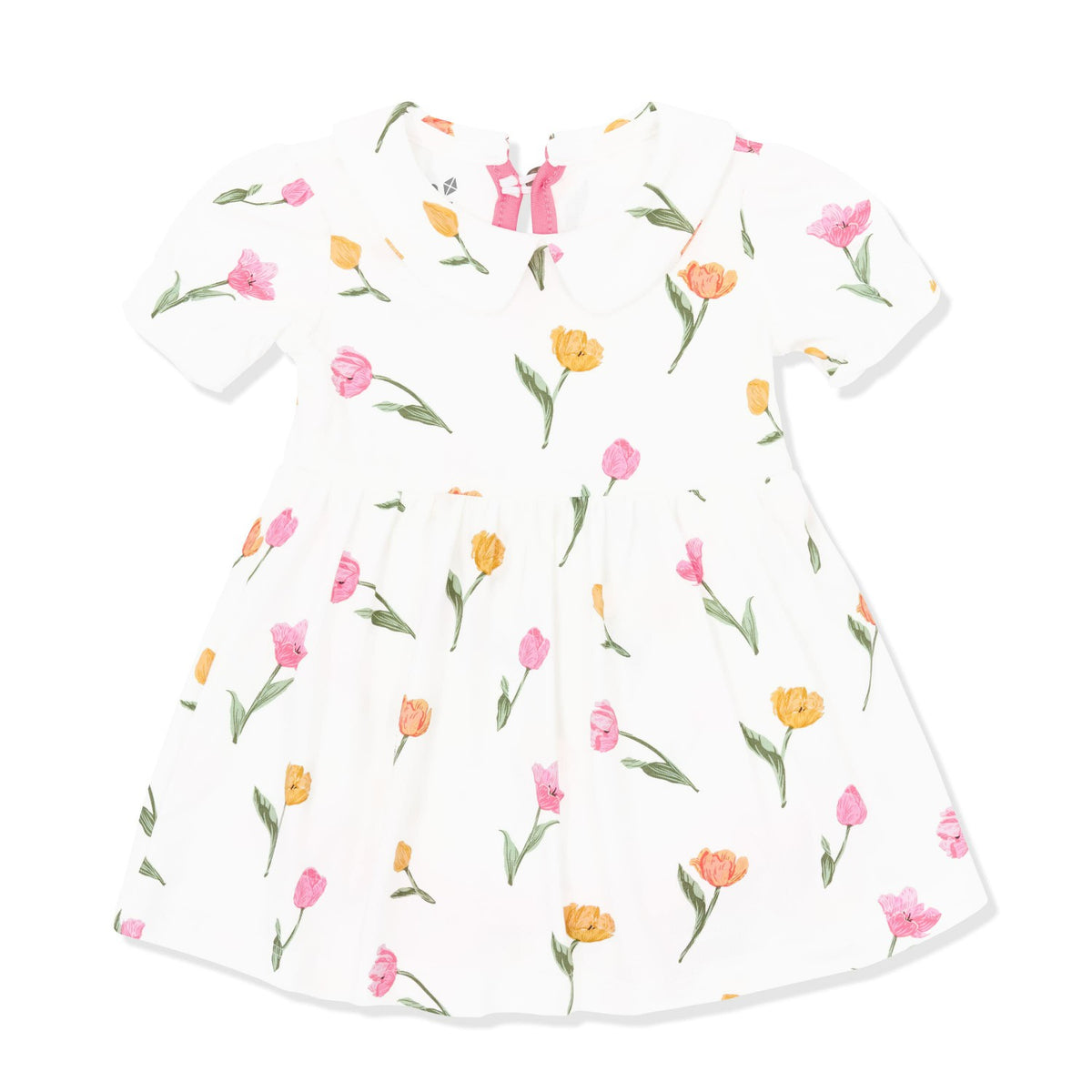 Peter Pan Collar Bodysuit Dress in Tulip | Kyte Baby