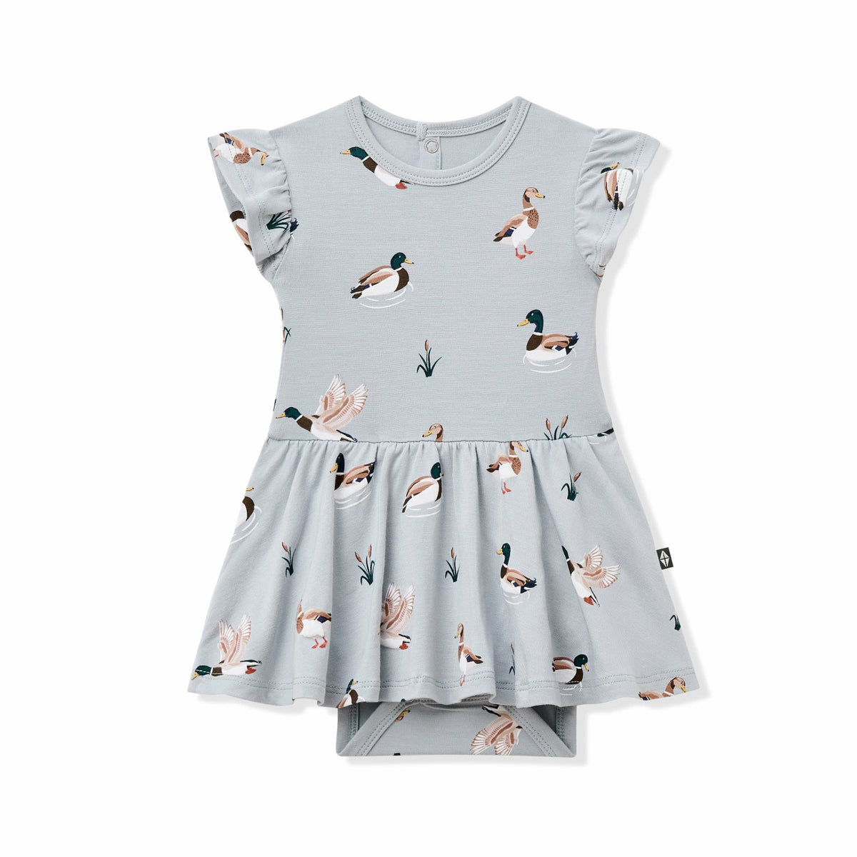 Twirl Bodysuit Dress in Mallard Duck | Kyte Baby
