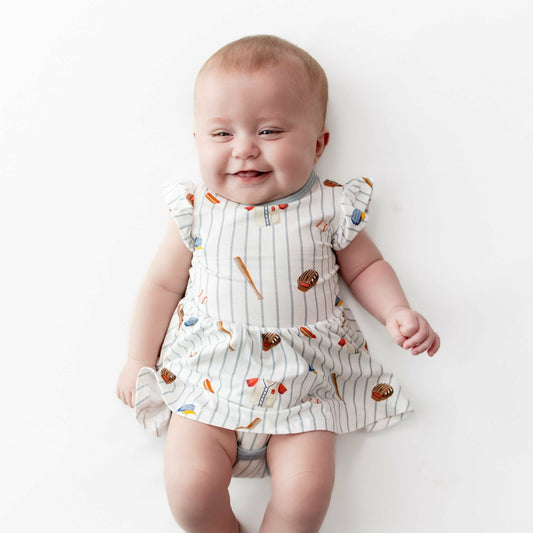 Twirl Bodysuit Dress in Home Run | Kyte Baby
