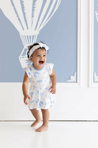 Twirl Bodysuit Dress in Toile Safari | Kyte Baby