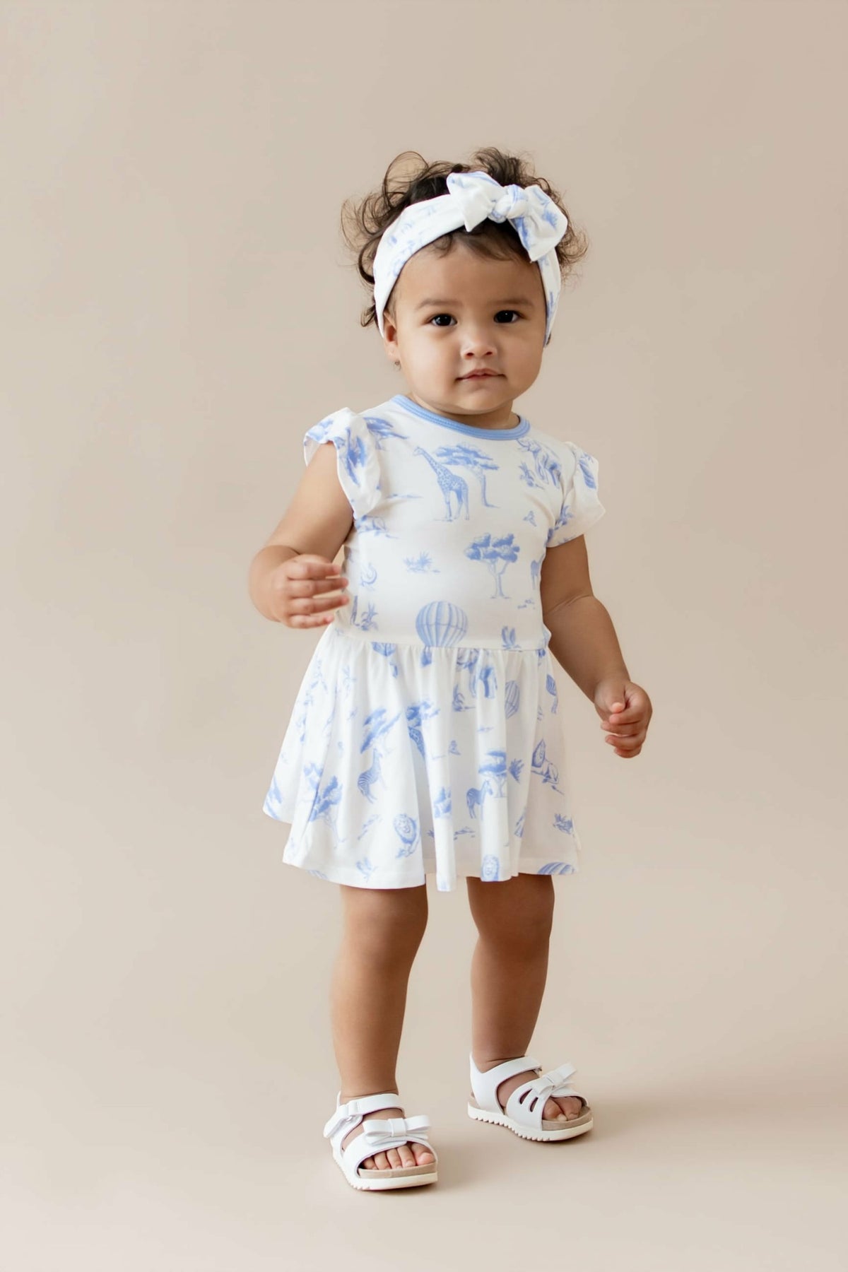Twirl Bodysuit Dress in Toile Safari | Kyte Baby
