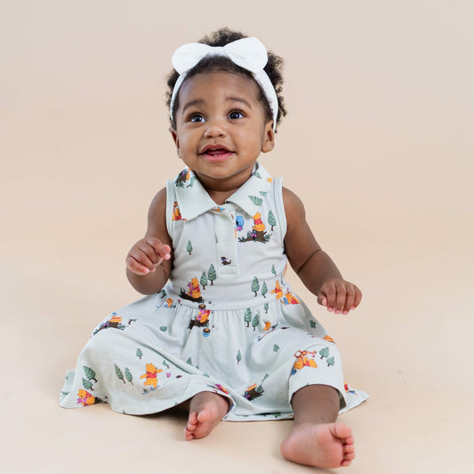 Polo Bodysuit Dress in Winnie the Pooh Hundred Acre Wood | Kyte Baby