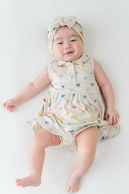 Polo Bodysuit Dress in Pastel Mickey Mouse | Kyte Baby