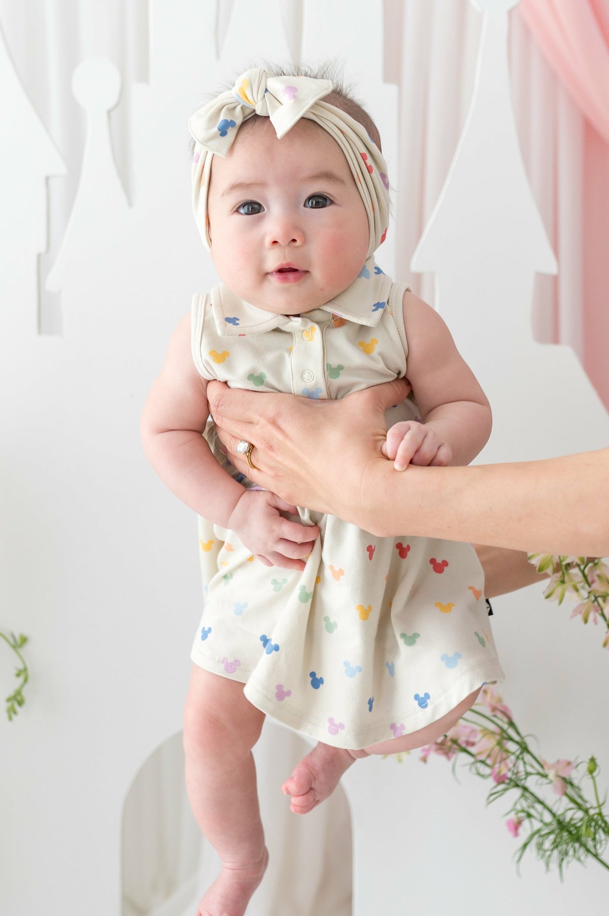Polo Bodysuit Dress in Pastel Mickey Mouse | Kyte Baby