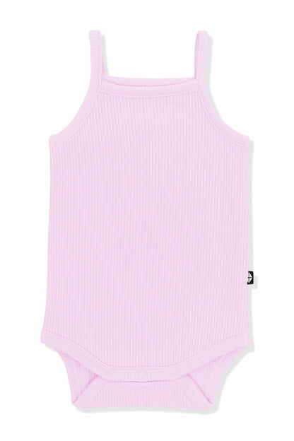 Ribbed Spaghetti Strap Bodysuit in Thistle | Kyte Baby