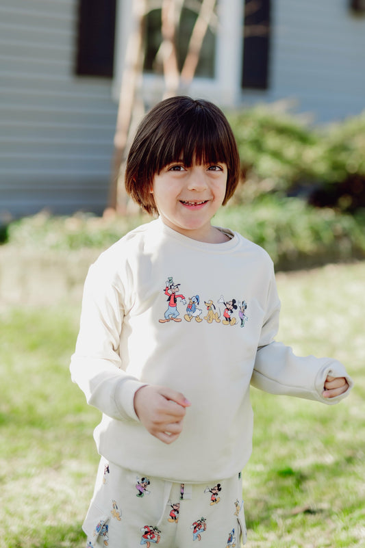 Sweatshirt in Mickey and Friends on Ecru | Kyte Baby