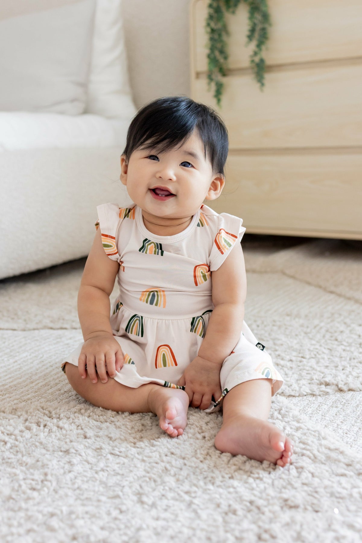 Twirl Bodysuit Dress in Retro Rainbow | Kyte Baby