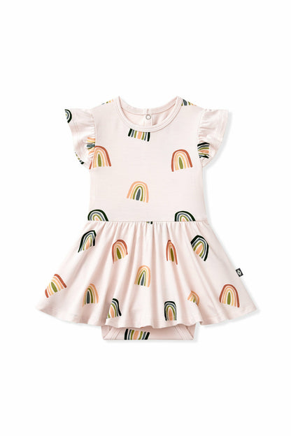 Twirl Bodysuit Dress in Retro Rainbow | Kyte Baby