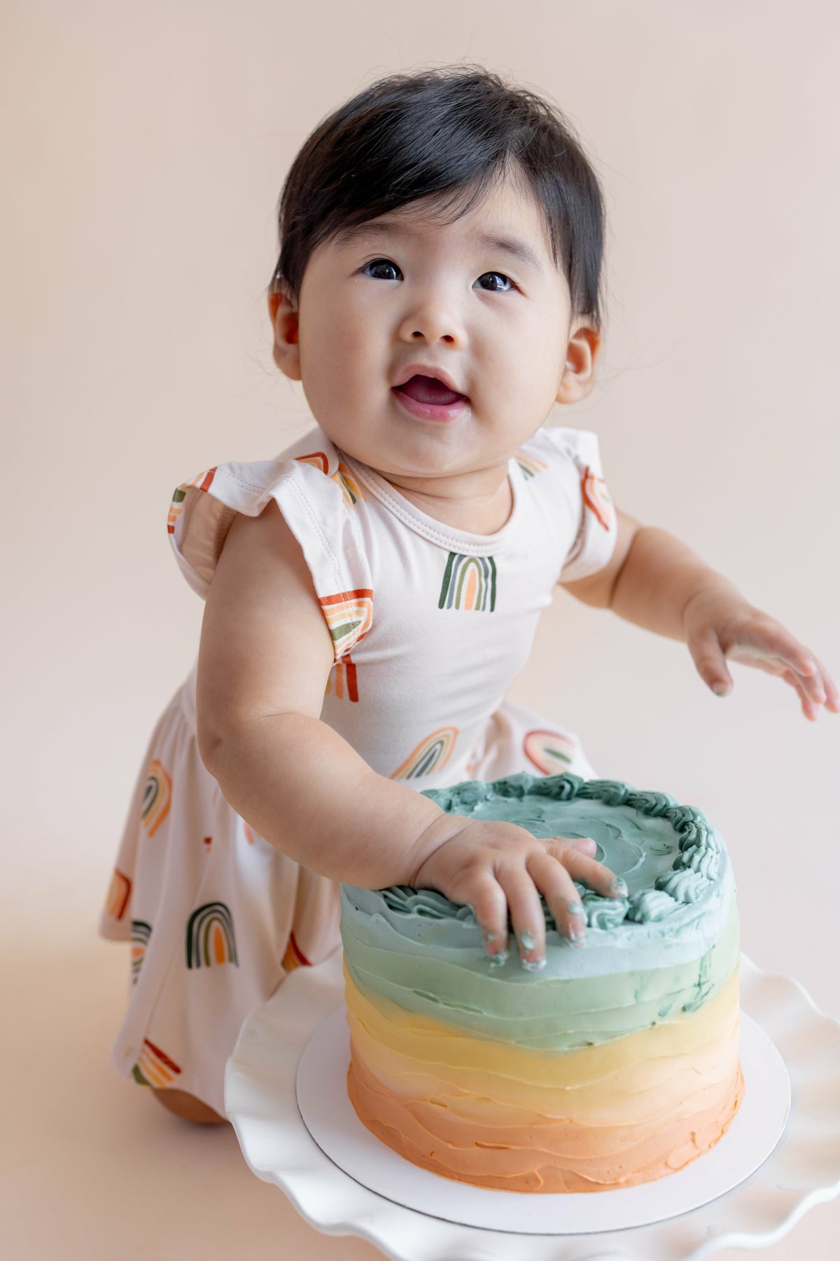 Twirl Bodysuit Dress in Retro Rainbow | Kyte Baby