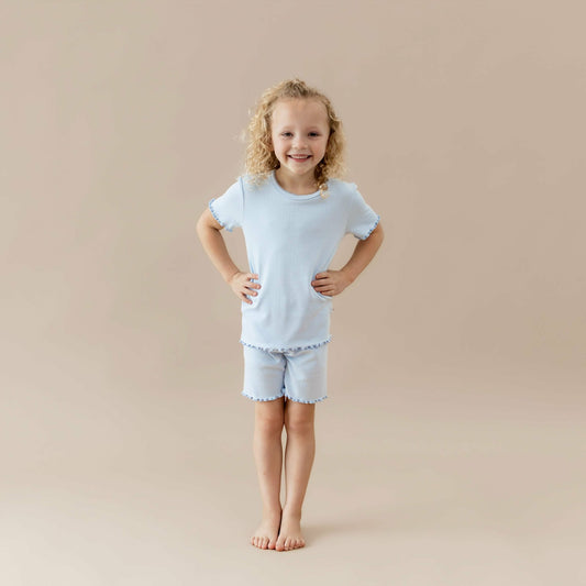 Pointelle Short Sleeve Set in Breeze | Kyte Baby