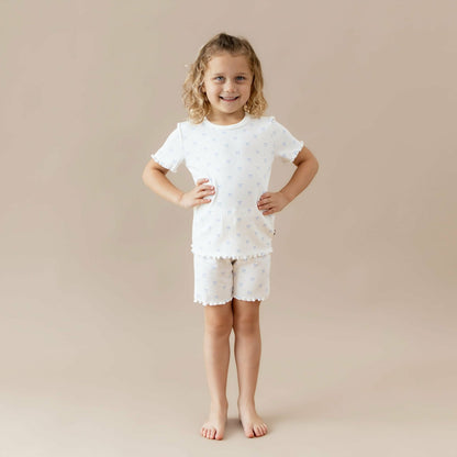 Pointelle Short Sleeve Set in Sweet Blue Bow | Kyte Baby
