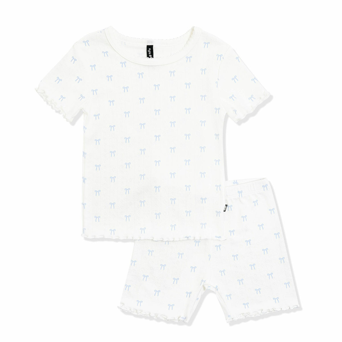 Pointelle Short Sleeve Set in Sweet Blue Bow | Kyte Baby